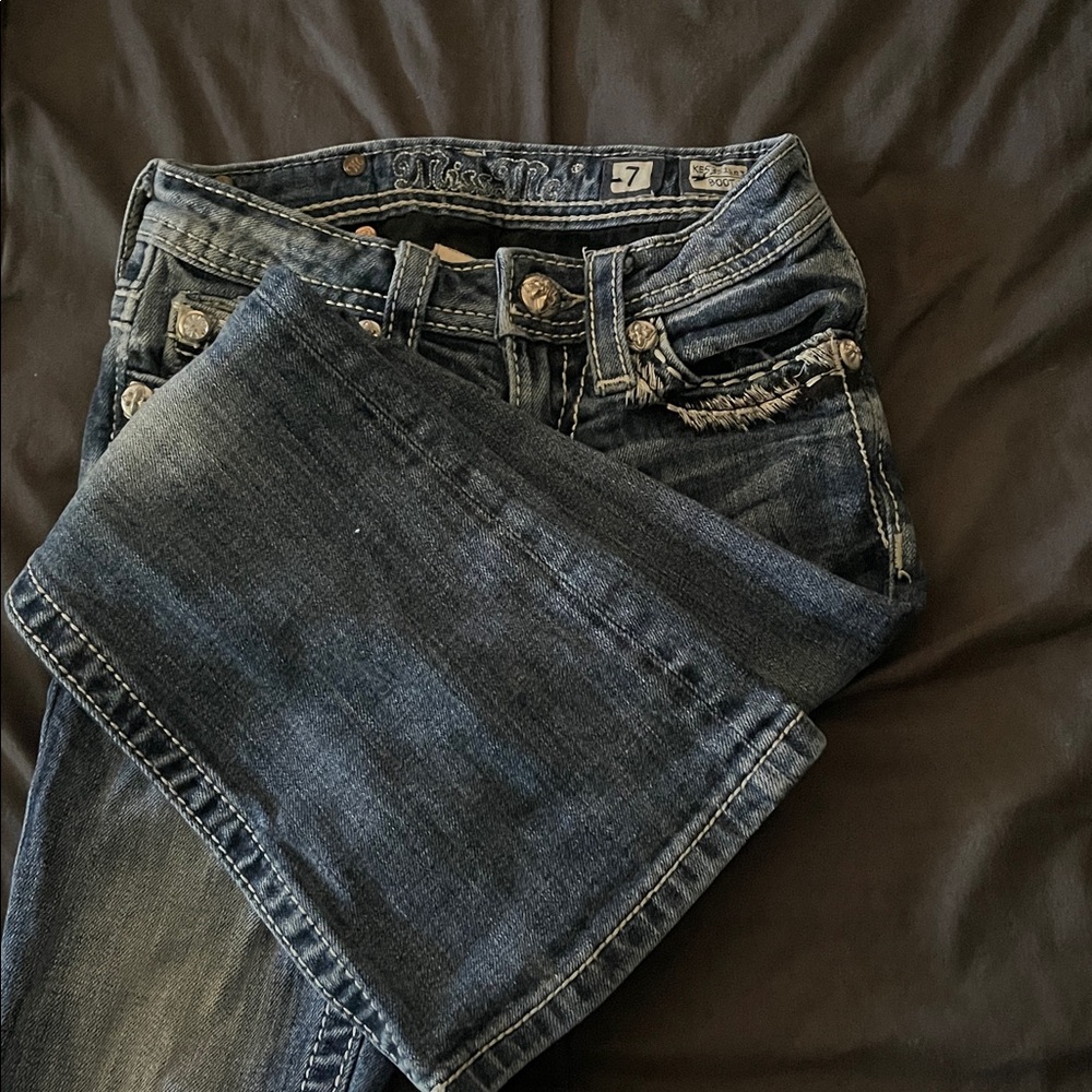 Miss Me Kids Dark Blue Embellished Boot Cut Jeans - Picture 3 of 3